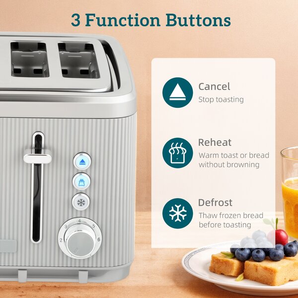 HOMCOM Electric Kettle and Toaster Set, 3000W 1.7L UK Strix Thermostat Rapid Boil Jug Kettle with Limescale Filter, Cool Touch Body, 4 Slice Toaster with 7 Browning Controls, Crumb Tray, Tan