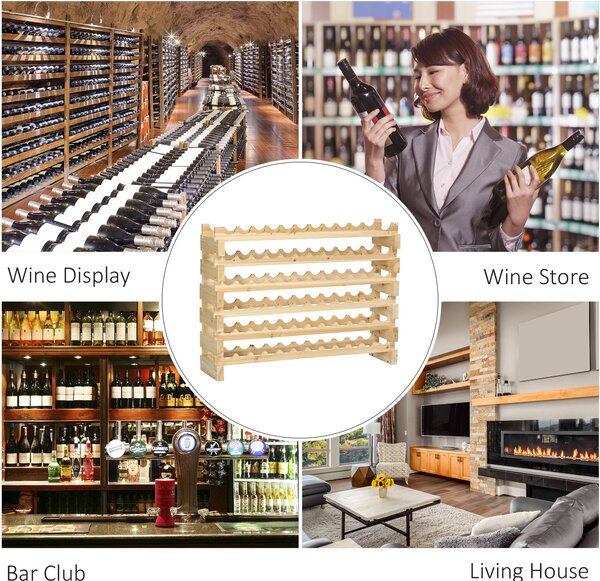 HOMCOM Six-Tier, 72 Bottle Wooden Wine Rack Set of 2 - Natural