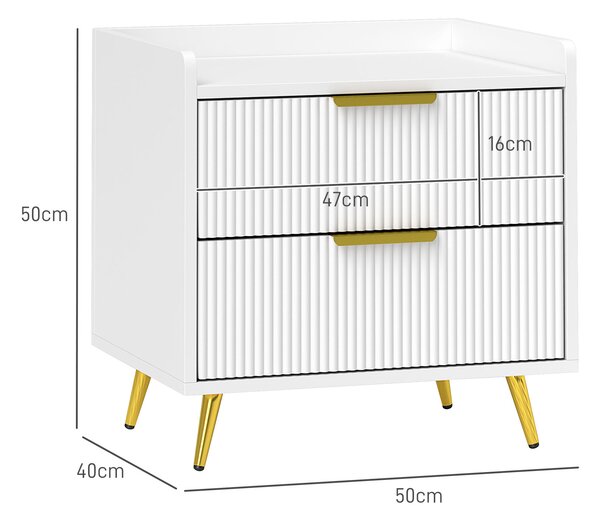 HOMCOM Elegant Two-Drawer Bedside Table Set of 2 - White