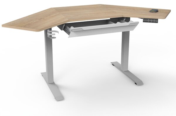 Gino Corner Height Adjustable Desk with Drawer