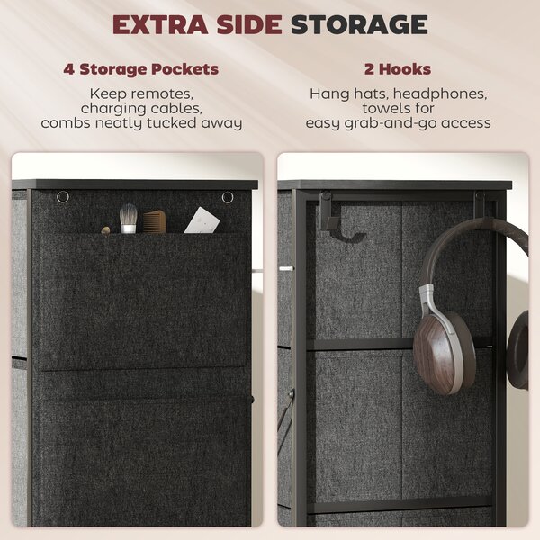 HOMCOM Chest of Eight Fabric Drawers - Charcoal Grey