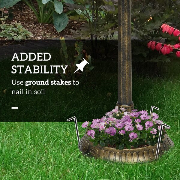 Outsunny 72cm Tall Antique Bird Bath for Garden, Vintage Style Birdbath with Bird Decoration and Flower Planter Base, Bronze Tone