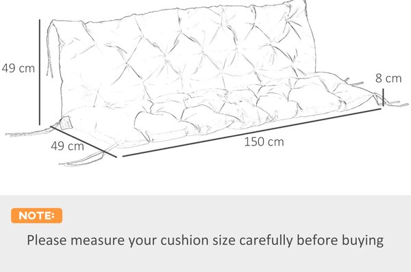 Outsunny Three-Seater Bench Cushion - Light Grey