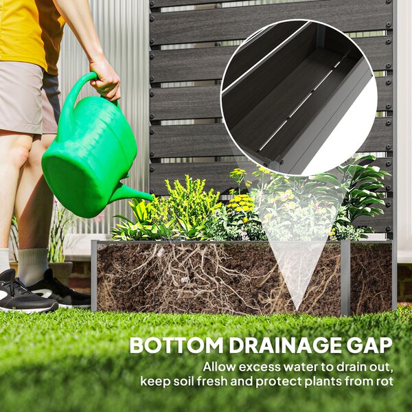 Outsunny Raised Bed for Garden, Planter with Trellis for Climbing Plants, Vines, Planter Box with Drainage Gap, Black Aosom UK