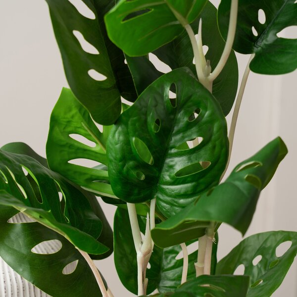 Artificial Real Touch Monstera in Black Plastic Plant Pot