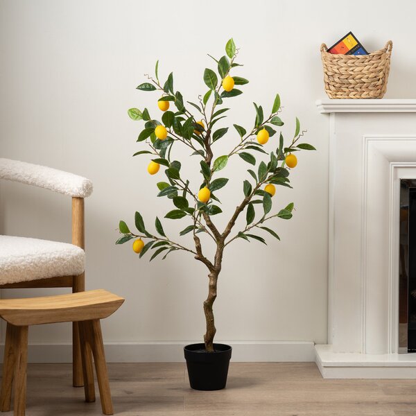 Artificial Lemon Tree in Black Plastic Plant Pot