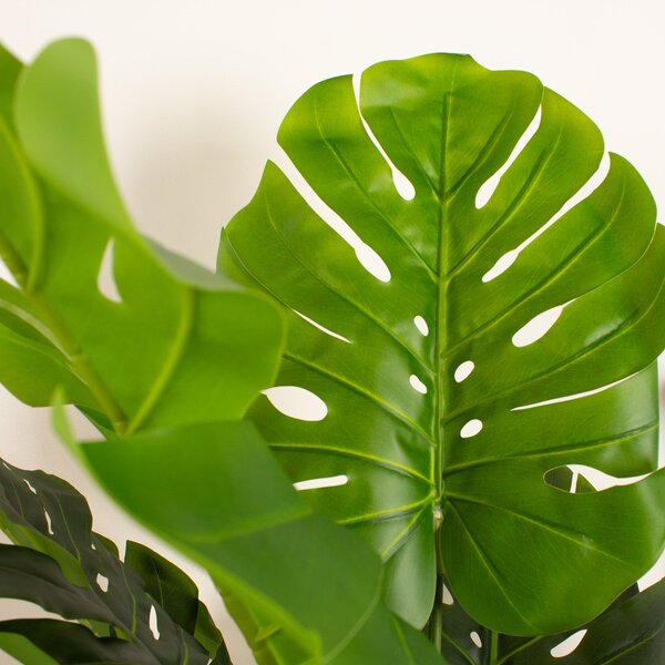 Artificial Monstera Cheese Plant in Black Plastic Plant Pot