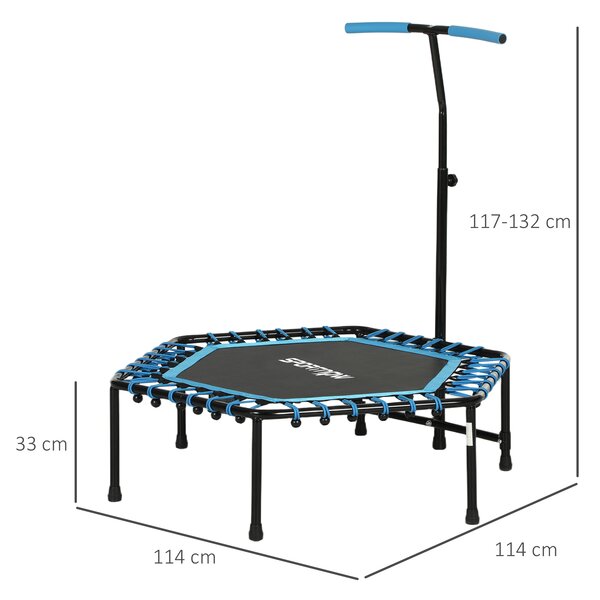 SPORTNOW 45" Rebounder Trampoline for Adults, Quiet Bungee Rebounder with LED Lights and Adjustable Handle, Blue