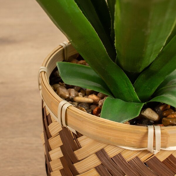 Artificial Spikey Plant in Bamboo Plant Pot