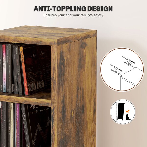HOMCOM 204 CD Tall Narrow Media Storage Tower - Rustic Brown Aosom UK