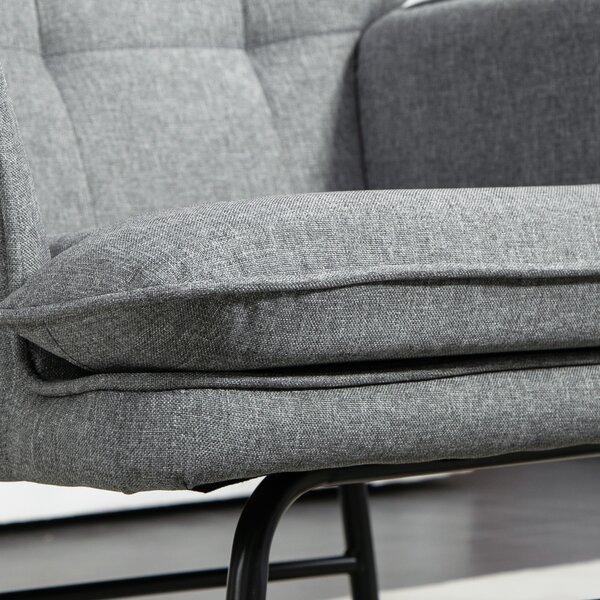 HOMCOM Linen-Look Rocking Chair and Ottoman Set - Grey Aosom UK