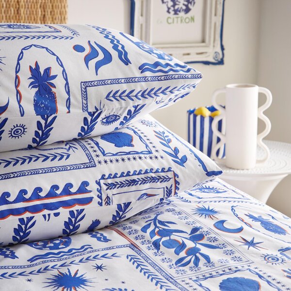 Furn. Frieze Blue Duvet Cover and Pillowcase Set