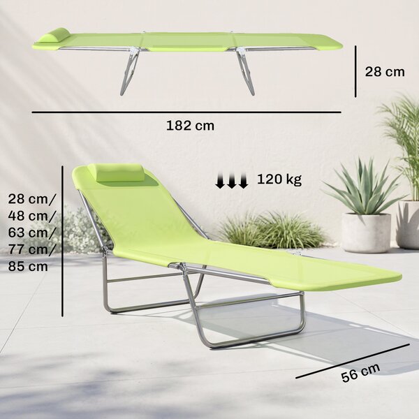 Outsunny Adjustable Sun Lounger: Reclining Garden Relaxer with Adjustable Back, Green