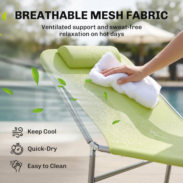 Outsunny Adjustable Sun Lounger: Reclining Garden Relaxer with Adjustable Back, Green
