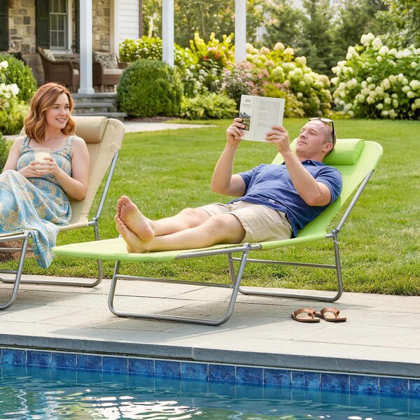 Outsunny Adjustable Sun Lounger: Reclining Garden Relaxer with Adjustable Back, Green