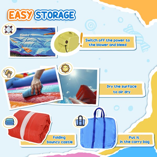 Outsunny Kids Bounce Castle House Inflatable Trampoline Slide Water Pool Basket 4 in 1 with Inflator for Kids Age 3-10 Castle Design 3 x 2.75 x 2.1m