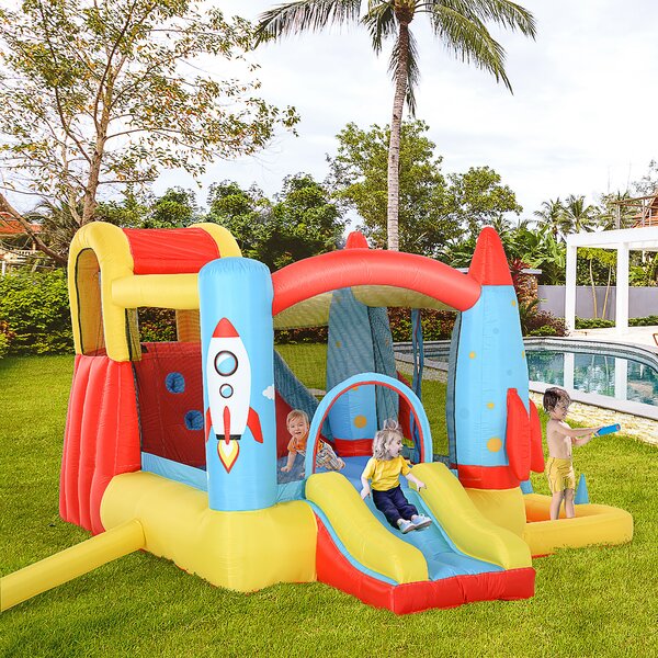 Outsunny Kids Bounce Castle House Inflatable Trampoline Slide Water Pool 3 in 1 with Blower for Kids Age 3-10 3.3 x 2.65 x 1.85m Aosom UK