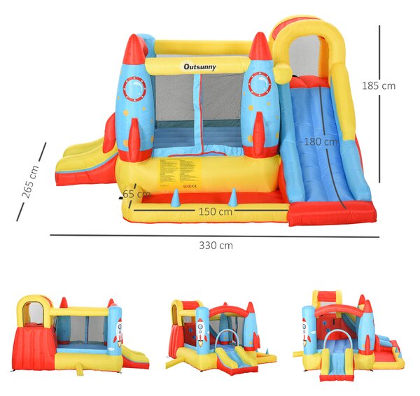 Outsunny Kids Bounce Castle House Inflatable Trampoline Slide Water Pool 3 in 1 with Blower for Kids Age 3-10 3.3 x 2.65 x 1.85m Aosom UK