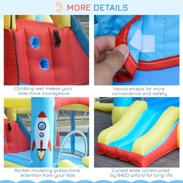 Outsunny Kids Bounce Castle House Inflatable Trampoline Slide Water Pool 3 in 1 with Blower for Kids Age 3-10 3.3 x 2.65 x 1.85m Aosom UK