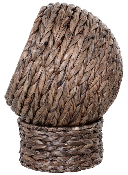 PawHut Wicker Cat Bed, Raised Rattan Cat Basket with Cylindrical Base, Soft Washable Cushion, 42 x 33 x 52cm - Brown Aosom UK