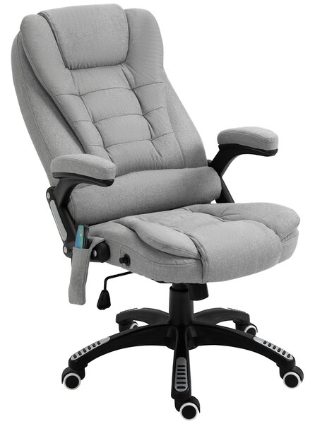 Vinsetto Massage Office Chair w/ 6 Vibration Points, Executive Office Chair, Ergonomic High-Back Design with Swivel Base, Scratch Anti, Light Grey Aosom UK