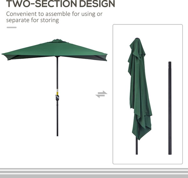 Outsunny Waterproof Semi-Circular Balcony Sunshade: Crank Handle, 2.3m Span, Verdant Green (Base Excluded) Aosom UK