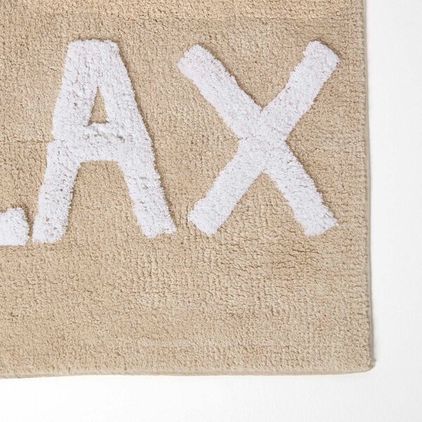 HOMESCAPES Beige Relax Bath Mat 100% Cotton, 50 x 80 cm