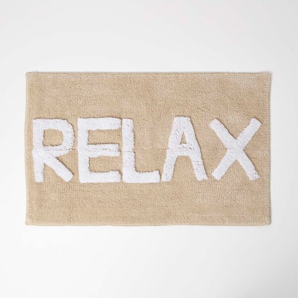 HOMESCAPES Beige Relax Bath Mat 100% Cotton, 50 x 80 cm