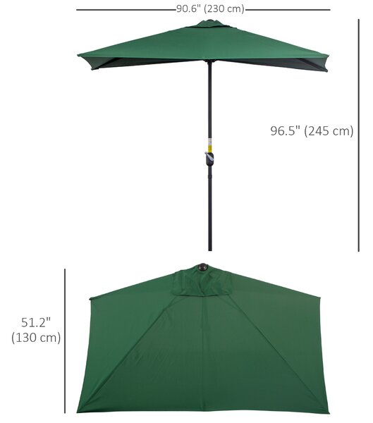 Outsunny Waterproof Semi-Circular Balcony Sunshade: Crank Handle, 2.3m Span, Verdant Green (Base Excluded) Aosom UK