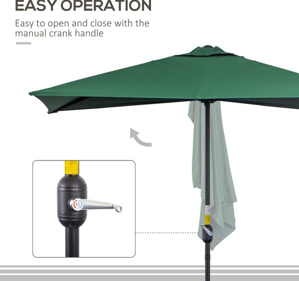 Outsunny Waterproof Semi-Circular Balcony Sunshade: Crank Handle, 2.3m Span, Verdant Green (Base Excluded) Aosom UK