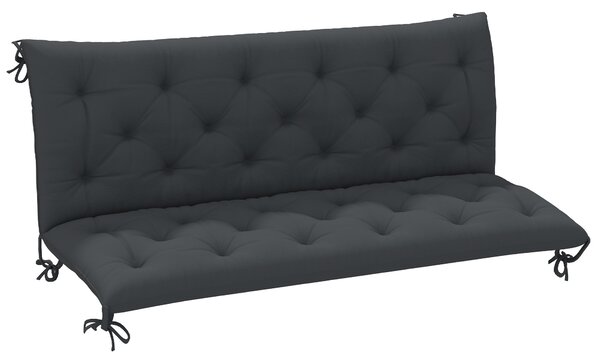 Outsunny Garden Bench Cushion: Cosy Outdoor Seating Pad with Back Support and Ties, Black, 98 x 150 cm Aosom UK
