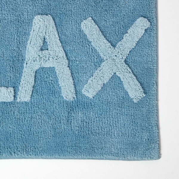 HOMESCAPES Blue Relax Bath Mat 100% Cotton, 50 x 80 cm