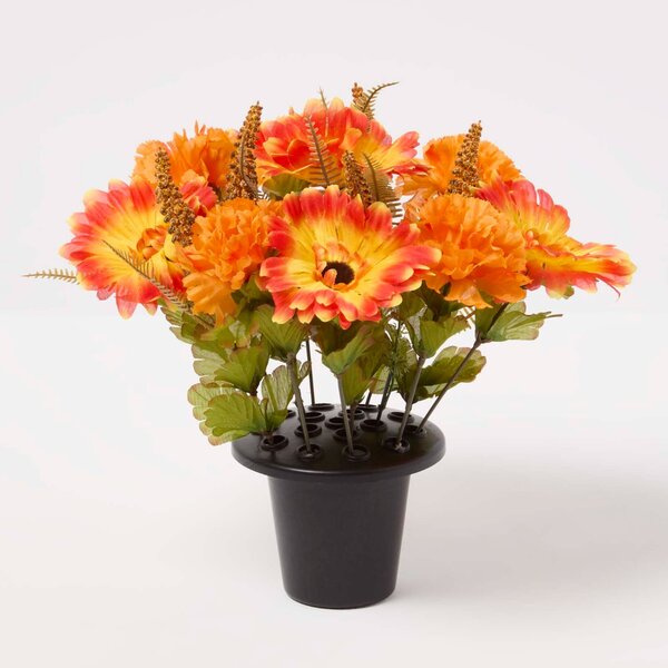 Homescapes Artificial Autumn Flowers in Pot, Artificial Flower Bouquet Set of 2