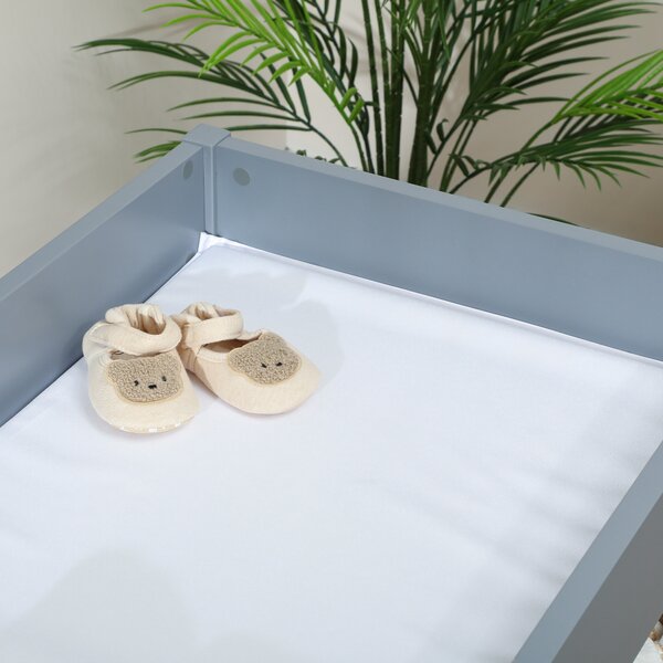 AIYAPLAY Baby Changing Unit with 4 Storage Drawers, Mat for Bedroom Nursery, 84 x 84.5 cm, Grey
