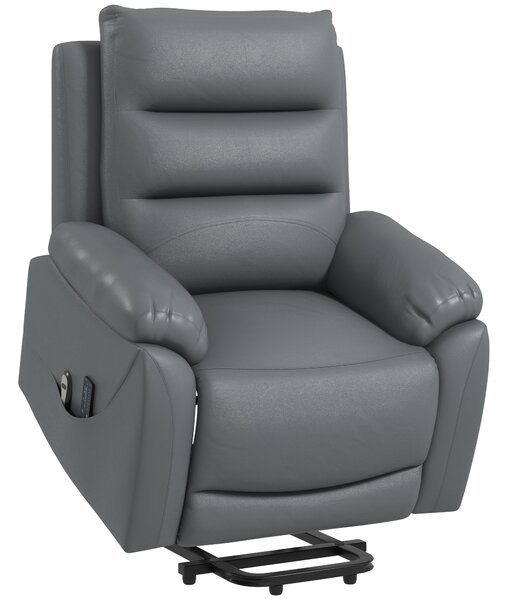 HOMCOM Electric Riser Recliner Chair for Elderly, Power Lift Armchair with Vibration Massage & Side Pockets, PU Leather Aosom UK