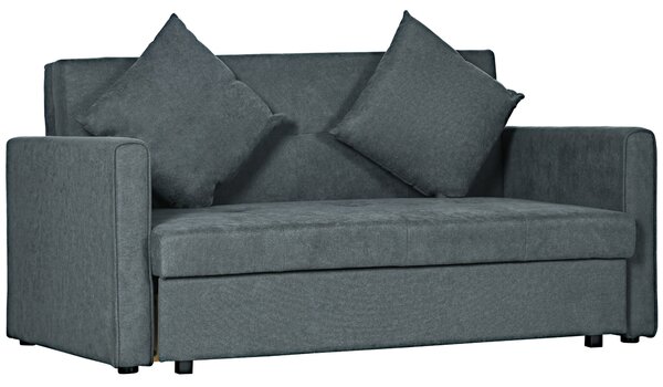 HOMCOM 2 Seater Sofa Bed with Hidden Storage, Modern Snow Flannel Loveseat Sofa with 2 Cushions for Living Room, Dark Grey Aosom UK