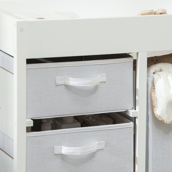 AIYAPLAY Baby Changing Unit with 4 Storage Drawers, Mat for Bedroom Nursery, 84 x 84.5 cm, White