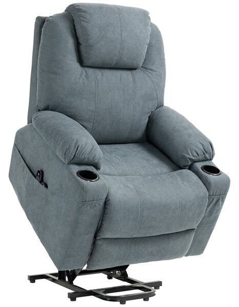 HOMCOM Lift Chair, Quick Assembly, Riser and Recliner Chair with Vibration Massage, Heat, Cup Holders, Cat Scratch Anti, Charcoal Grey