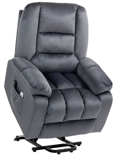 HOMCOM Power Lift Chair, Quick Assembly, Electric Riser and Recliner Chair with Vibration Massage, Heat, Side Pockets, Grey Aosom UK