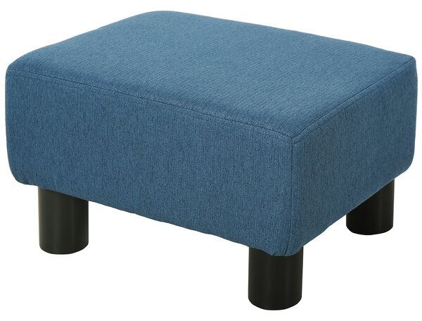 HOMCOM Linen Fabric Ottoman Footstool, Cube Design with 4 Plastic Legs, Comfortable Seating, Blue Aosom UK