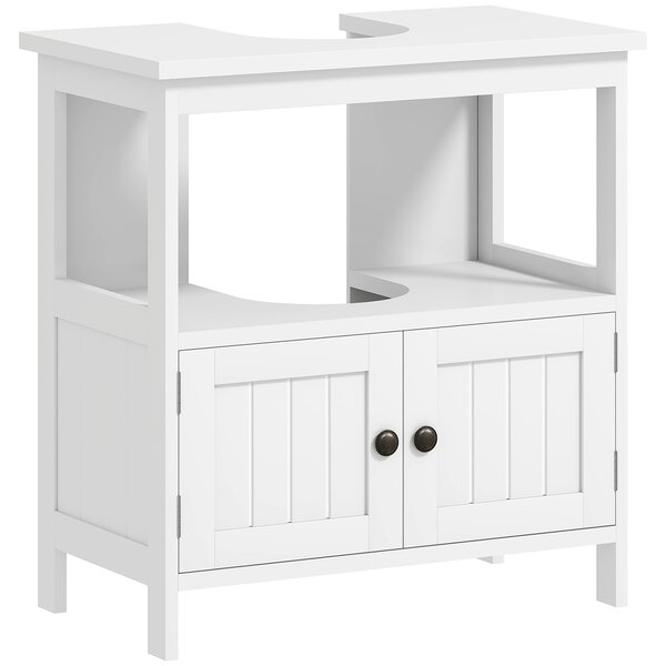 Kleankin Pedestal Under Sink Cabinet with Double Doors, Modern Bathroom Vanity Storage Unit with Shelves, White Aosom UK