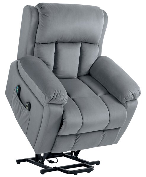 HOMCOM Power Lift Riser and Recliner Chair with Vibration Massage, Heat, Side Pocket, Grey Aosom UK