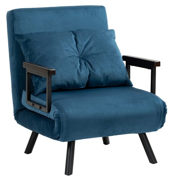 HOMCOM Click Clack Chair Bed, Convertible Single Chair Couch with 2 Cushions, for Living Room, Bedroom, Navy Blue Aosom UK