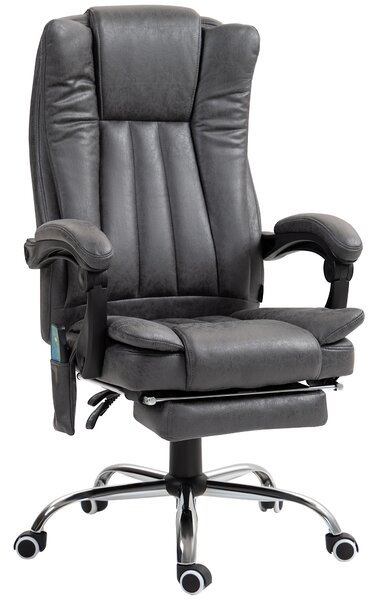 Vinsetto Heated Office Chair, 6-Zone Massage Home Relaxation Chair with Ergonomic Footrest & Recline, Cat Scratch Resistant, Dark Grey Aosom UK