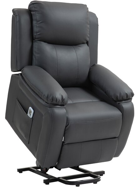 HOMCOM Electric Power Lift Recliner Chair Vibration Massage Reclining Chair with Remote Control and Side Pocket, Dark Grey Aosom UK