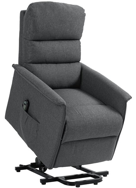 HOMCOM Electric Power Lift Recliner Chair with Spring Pack Seat, Fabric Recliner Armchair for Elderly with Footrest, Pockets Aosom UK