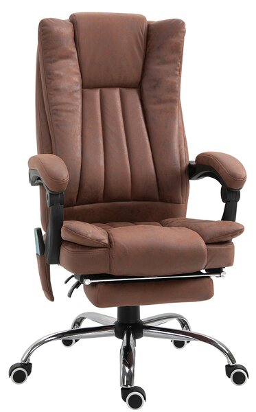 Vinsetto High Back Vibration Massage Office Chair, Heated Reclining Leathaire Fabric Chair w/ Footrest, Cat Scratch Resistant, Brown Aosom UK