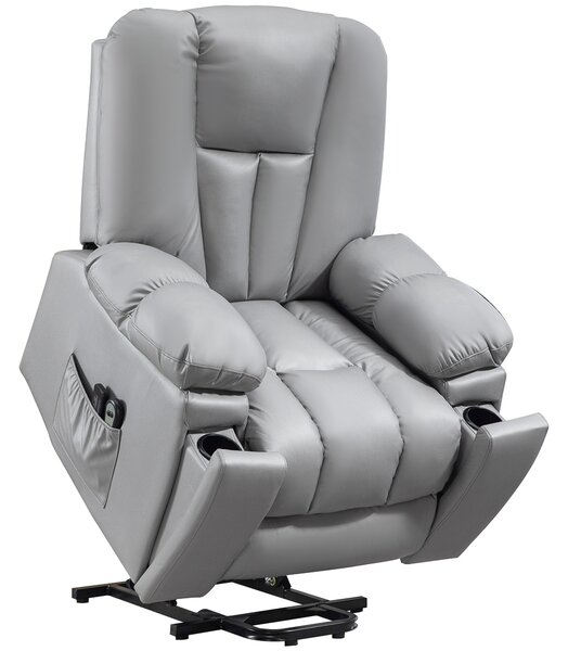 HOMCOM Leathaire Massage Recliner Armchair with 8 Massage Points and Reclining Back, Charcoal Grey Aosom UK