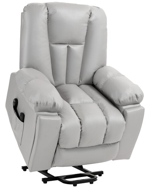 HOMCOM Electric Lift Chair with Vibration Massage and Heat, Riser Recliner Armchair, Quick Assembly, Grey Aosom UK