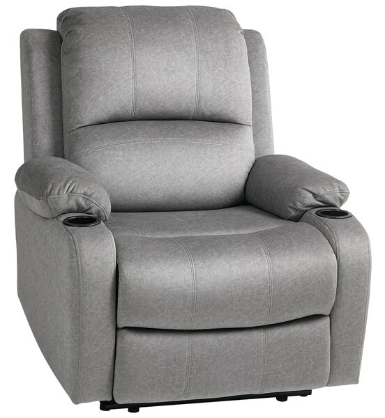 HOMCOM Microfibre Manual Reclining Armchair, with Footrest, Cat Scratch Resistant, Grey Aosom UK